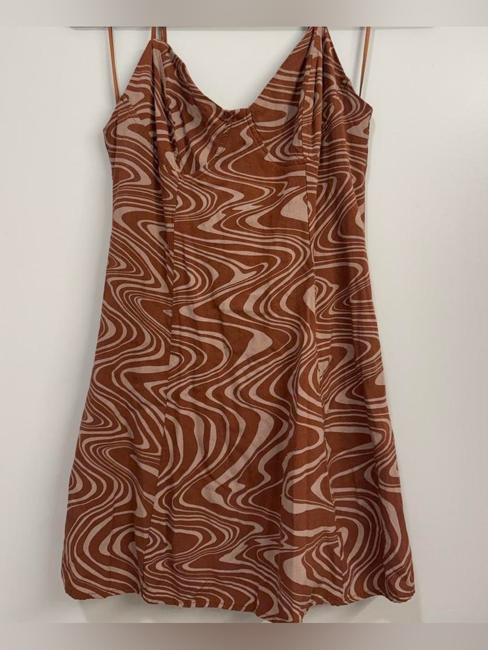 Y2K Pacsun Brown Swirl Mini Dress 90s Indie Chic